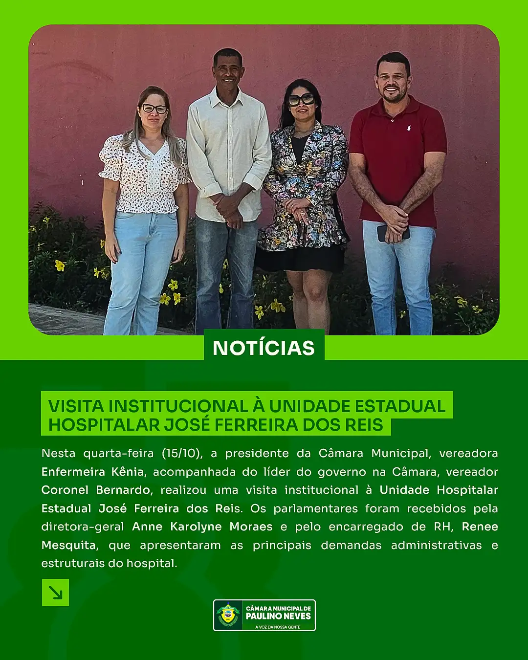 Visita Institucional à Unidade Estadual Hospitalar José Ferreira dos Reis