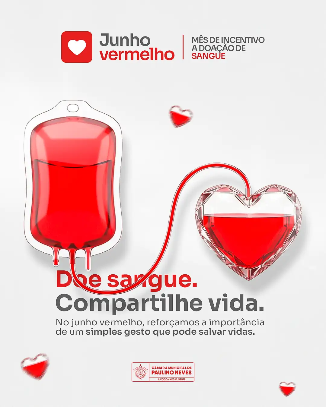 Câmara Municipal de Paulino Neves Incentiva a Doação de Sangue na campanha do Junho Vermelho